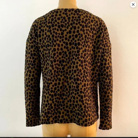 Loft Women’s Brown Black Animal Print Shirt Size Medium Petite - Picture 3 of 9